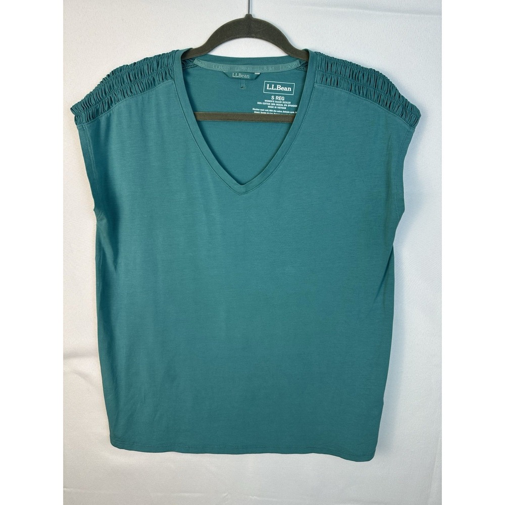 L.LBean V-neck Tee Women's Sz Small Lightweight Teal Color